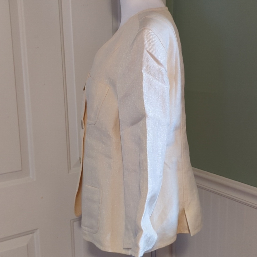 Talbots Cream Champagne Blazer Lined Jacket 16 Career Buttons - Picture 7 of 14